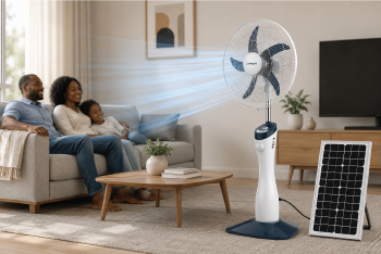Qasa Solar Fan in living room